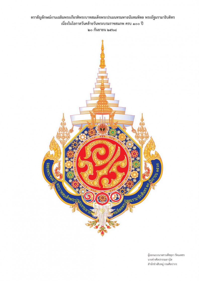 photo-(แบบที่ ๔) แบบตราสัญลักษณ์งานเฉลิมพระเกียรติพระบาทสสมเด็จพระปรเมนทรมหาอานันทมหิดล พระอัฐมรามาธิบดินทร เนื่องในโอกาสวันคล้ายวันพระบรมราชสมภพครบ ๑๐๐ ปี ๒๐ กันยายน ๒๕๖๘