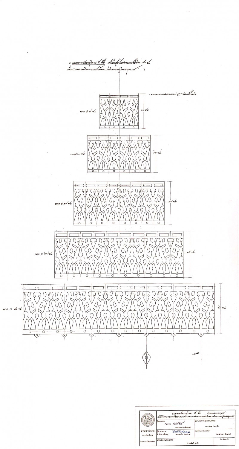 photo-การออกแบบฉัตรฉลุโลหะ ๕ ชั้น  ประกอบพระเมรุมาศ  เพื่อใช้ในงานพระราชพิธีถวายพระเพลิงพระบรมศพ  พระบาทสมเด็จพระปรมินทรมหาภูมิพลอดุลเดช